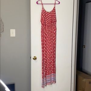 Red blue and white pink rose dress